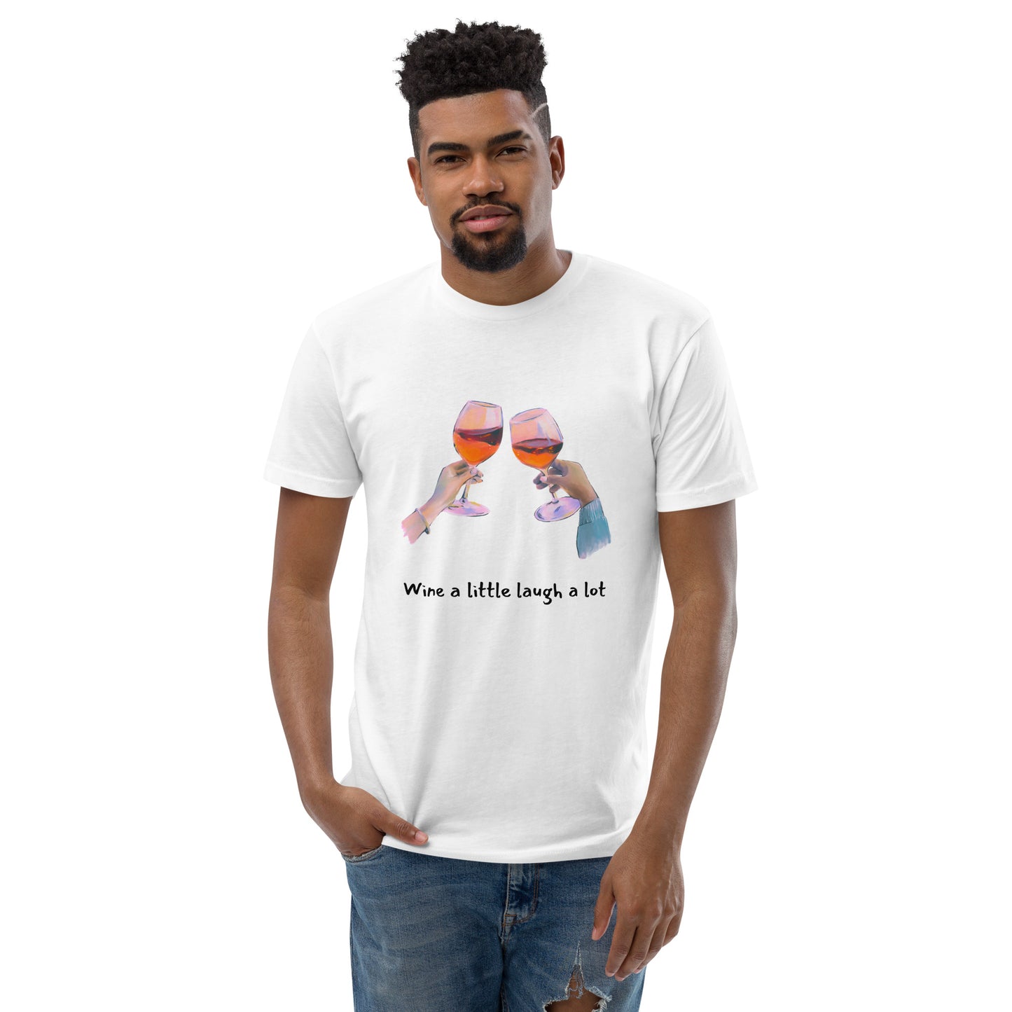 Wine a little laugh a lot - White Short Sleeve Tee