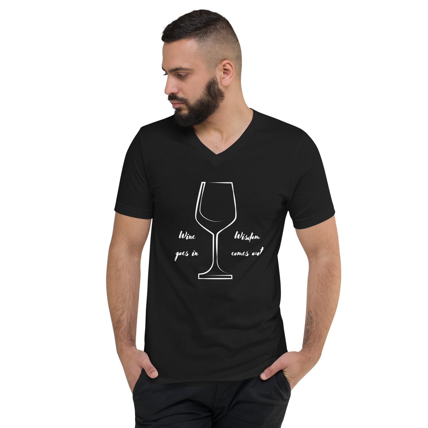 Wine goes in Wisdom comes out - Black Short Sleeve Tee